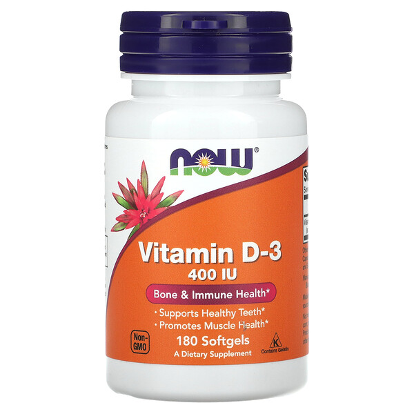 Витамин D-3 - 400 МЕ - 180 мягких капсул - NOW Foods NOW Foods