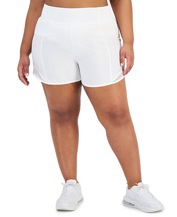 Plus Size Solid Elastic-Back Woven Running Shorts, Created for Macy's ID Ideology