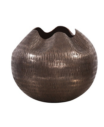 Текстурированная глубокая медная алюминиевая ваза-глобус с защипами сверху, малая Howard Elliott
