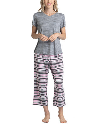 Женские 3-шт. Пижамный комплект из футболки, брюк и шорт MUK LUKS