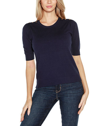 Women's Rivet- Detail Puff-Sleeve Sweater Belldini