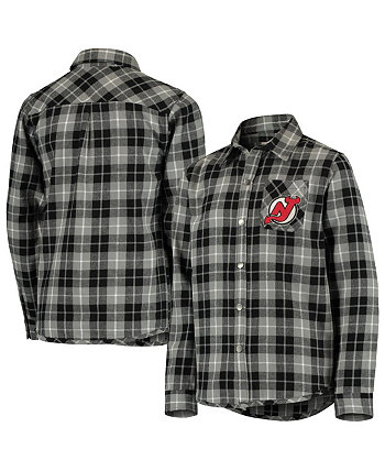 Youth Boys Black, Gray New Jersey Devils Sideline Plaid Button-Up Shirt Outerstuff