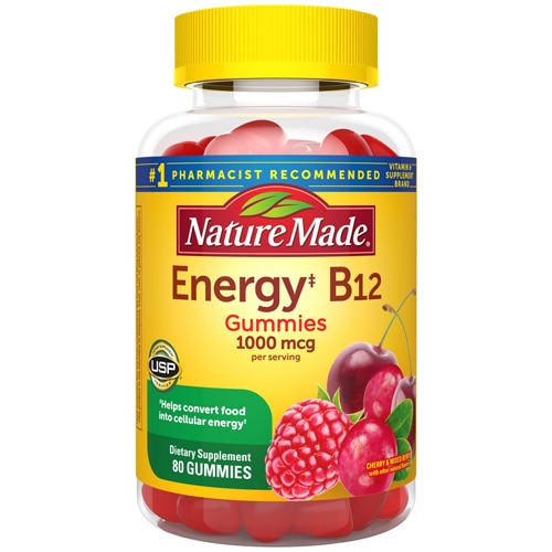 Energy B-12 жевательные конфеты для взрослых с вишней и лесными ягодами, 80 жевательных конфет Nature Made