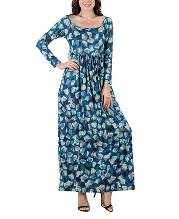 Женское плиссированное платье макси с абстрактным длинным рукавом 24Seven Comfort