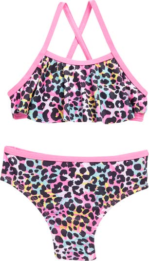 Cheetah Print Two-Piece Swimsuit Pink Platinum