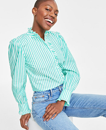 Женская рубашка с рюшами на воротнике, созданная для Macy's On 34th