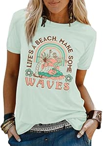 Beach Shirts for Women Hawaiian Graphic Tees Sunshine Summer Vacation Vintage Tshirt Tops Binshre