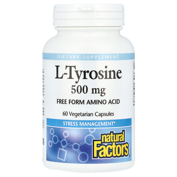 L-Tyrosine, 500 мг, 60 растительных капсул - Natural Factors Natural Factors