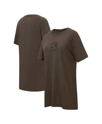 Женское коричневое платье-футболка нейтрального цвета New York Yankees Pro Standard