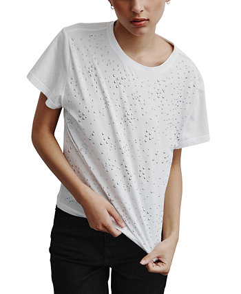 Women's Scattered-Dome-Studs Boxy T-Shirt DKNY
