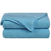 Soft 100% Cotton Solid Decorative Knitted Sofa / Bed Throw Blanket In 14 Colours Twin 60"x78" PiccoCasa