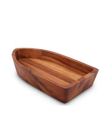 Сервировочная миска из дерева акации для фруктов и салатов Большая деревянная одинарная миска в форме лодки Arthur Court