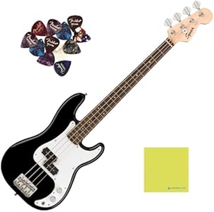 Электрогитара Fender Squier Mini Precision, укороченный гриф, палитра из 12 пиков Fender и тряпка для полировки Liquid Audio Liquid Audio