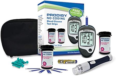 Prodigy Glucose Monitor Kit - Includes Prodigy Meter, 100ct test strips, 10ct Lancets, Lancing device, Carrying Case, Log Book Prodigy