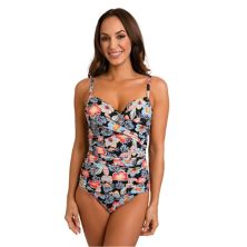 Women's Fit 4 U Floral Print Shirred Push-Up One Piece Swimsuit Fit 4 U