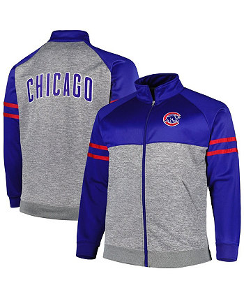 Мужская спортивная куртка с молнией во всю длину реглан Royal, Heather Grey Chicago Cubs Big and Tall Profile