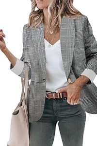 Genhoo Blazer Jackets for Women Open Front Long Sleeve Casual Work Office Blazers with Pockets S-2XL Genhoo