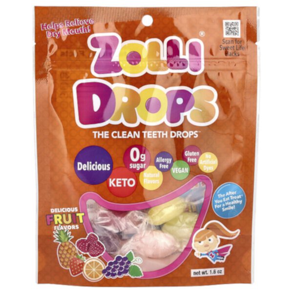 Zolli Drops, The Clean Teeth Drops, фруктовые вкусы, более 15 капель Zolli, 1,6 унции Zolli Pops