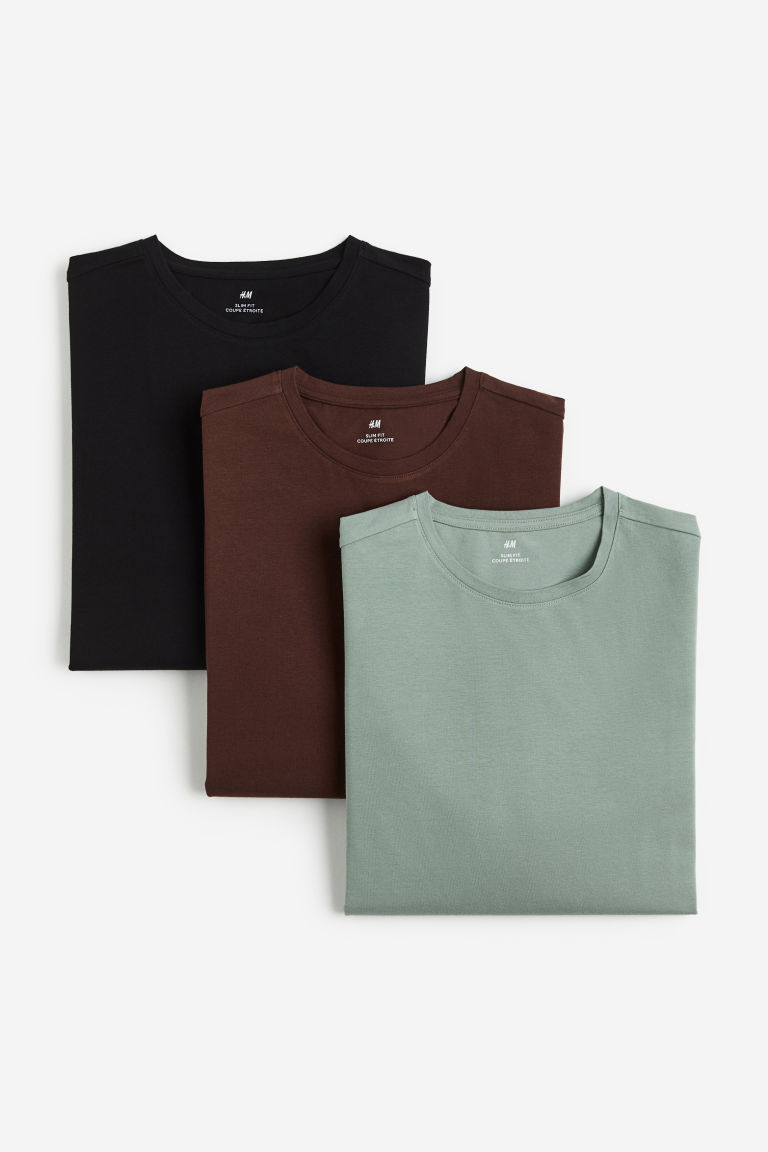 Набор из 3 рубашек Slim Fit из джерси H&M