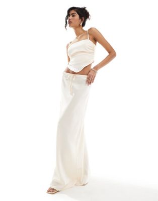 Style Cheat satin maxi skirt with tie waist in cream - part of a set Style Cheat