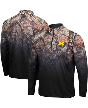 Черная мужская куртка Michigan Wolverines Mossy Oak Fleet II с молнией четвертью Colosseum