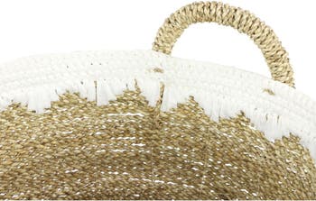 Большая круглая корзина из хлопка с натуральными морскими водорослями - набор из 3 шт. GINGER BIRCH STUDIO