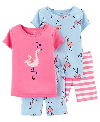 Детский пижамный комплект Flamingo Snug Fit из 4 предметов для новорожденных девочек Carter's