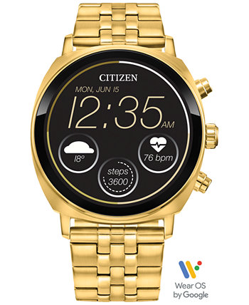 Смарт-часы унисекс CZ Smart Wear OS с золотым браслетом из нержавеющей стали 41 мм Citizen