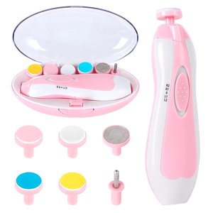 Electric Nail File Drill for Baby No Sharp Claws Hurt, 6 in 1 Safety Cutter Trimmer Clipper for Toes and Fingers,Pink Visit the BUSATIA Store