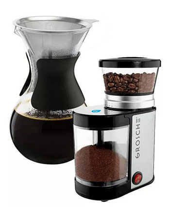 Brew Mastery Combo: Bremen Burr Grinder Austin G6 Pourover Coffee Maker Grosche