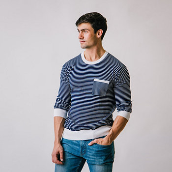 Men's Long Sleeve Crew Neck Sweater with Pocket Hope & Henry