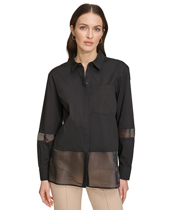 Женская рубашка смешанного цвета на пуговицах спереди DKNY