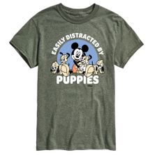 Disney's Mickey Mouse Men's Easily Distracted By Puppies Graphic Tee Disney