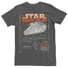 Мужская футболка Star Wars Han Solo Movie Falcon Schematics Star Wars