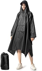 NUUR Rain Poncho for Women Adults Unisex Hooded Zipper Raincoat Waterproof Reusable Hiking Rain Coat with Pockets NUUR