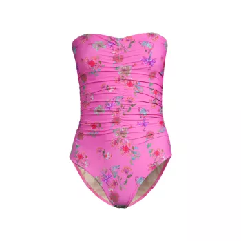 Floral-Printed Ruched One-Piece Swimsuit PQ