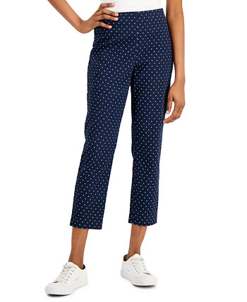 Укороченные брюки без застежек Petite с принтом в горошек, созданные для Macy's Charter Club