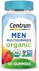 Centrum Men's Organic Multigummies, Men's Multivitamin Gummies, Organic Multivitamin for Men with Essential Nutrients for Immune Support, Energy, and Muscle Function - 90 Count Centrum