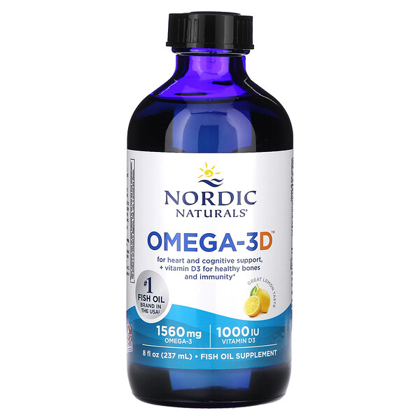Omega-3D, Лимон, 8 жидких унций (237 мл) Nordic Naturals