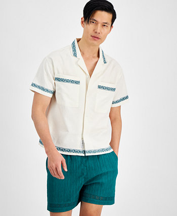 Мужская рубашка свободного кроя на пуговицах с вышивкой и каймой NATIVE YOUTH