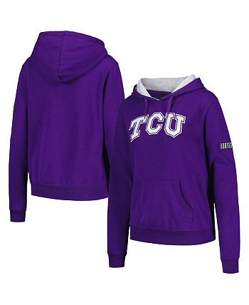 Женский пуловер с капюшоном и большим логотипом TCU Horned Frogs фиолетового цвета Stadium Athletic