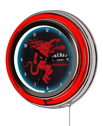 Круглые неоновые настенные аналоговые часы Fireball в стиле ретро с цепочкой, 14,5 дюйма American Art Décor