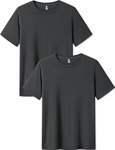 LAPASA Mens 2-Pack Micro Modal Tag-Free Short Sleeve T-Shirts Crew & V-Neck Solid Plain Regular-Fit Tee M07/M08 Lapasa