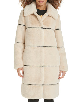 Женское Пальто Karl Lagerfeld Paris Faux-Leather Trim Faux-Fur Karl Lagerfeld Paris