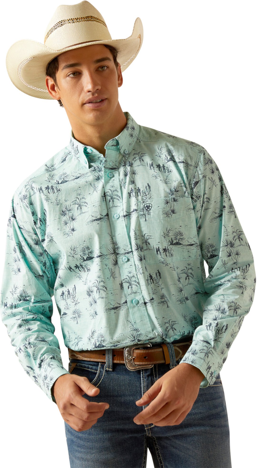 Мужская Хлопковая Рубашка в Повседневном Стиле с Классическим Кроем Ariat Paxtyn Ariat