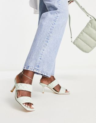 Office Madina stilletto mule heeled sandals in sage Office