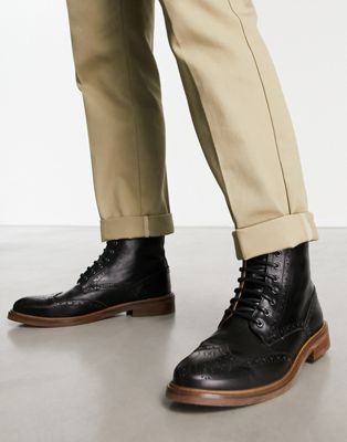 Черные кожаные ботинки броги со шнуровкой Noak Made in Portugal Noak