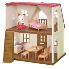 Игровой набор Calico Critters Red Roof Cozy Cottage Dollhouse с фигуркой, мебелью и аксессуарами Calico Critters