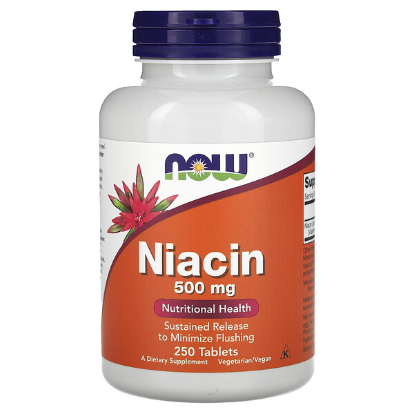 Ниацин - 500 мг - 250 таблеток - NOW Foods NOW Foods