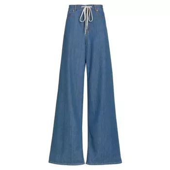 Широкие джинсы с высокой посадкой и завязками на талии MM6 Maison Margiela